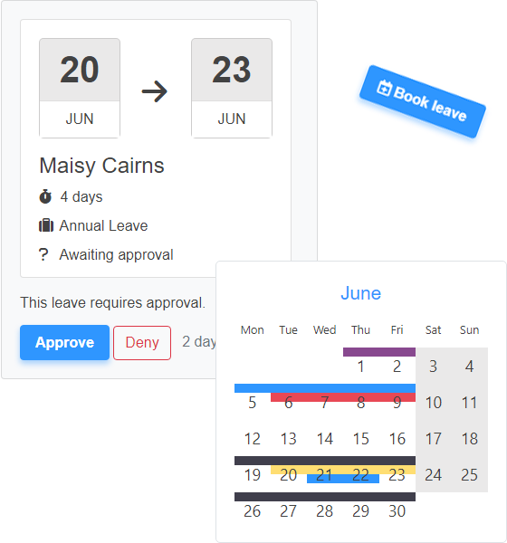 Online Annual Leave Management Software screens