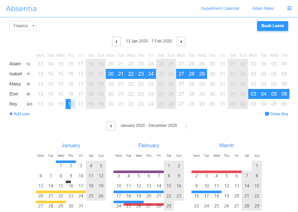Leave planner calendar